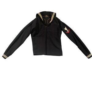 WWII US Navy Wool Crackerjack Sailor Jumper Navy Blue Uniform Top Men's Small